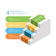 
Infographic 4 steps to success. Infographics for websites, videos, presentations etc. Vector illustration.