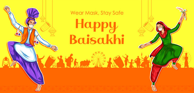 Happy Vaisakhi Punjabi spring harvest festival of Sikh celebration background