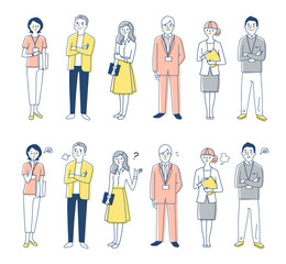 ビジネスパーソン　男女6人全身　2表情　セット