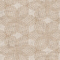 Seamless burlap with white paint pattern overlay. High quality illustration. Real burlap fabric texture with digital pattern on top for print in various surface design uses. Great for interiors.