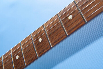 Detail of electric guitar close-up. Vintage style