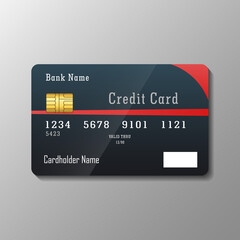 Credit card template on gray background