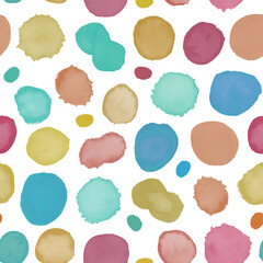 Circle Hand drawn Watercolor isolated on white canvas with high resolution texture, seamless pattern
