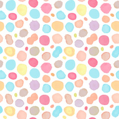 Circle Hand drawn Watercolor isolated on white canvas with high resolution texture, seamless pattern
