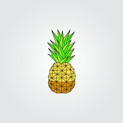 Brown, yellow and green color pineapple origami vector design