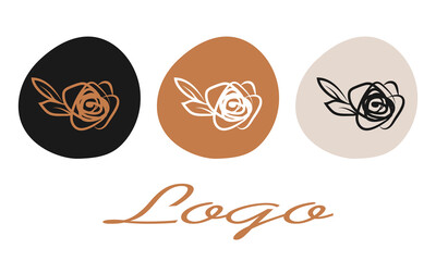 Hand drawn doodle floral logo icon