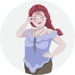 Chubby red hair women with an overweight plus size