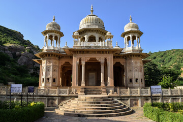 One of the buildings in Gatore Ki Chhatriyan, a complex of tombs and temples. Jaipur, India.