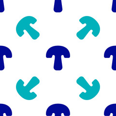 Blue Mushroom icon isolated seamless pattern on white background. Vector