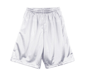 Blank mesh short pants color white front view on white background
