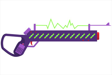Vector concept illustration of a blaster. a bright drawing in the cartoon style of weapons. alien gun for game design.
