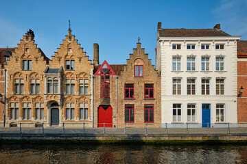 Fototapeta na wymiar Brugge canal and old houses. Bruges, Belgium