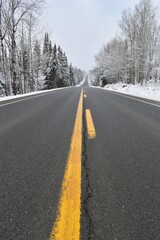 The road to Montmagny in the spring after a snowfall