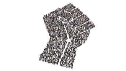 Crowd of people gather and form BLM symbol