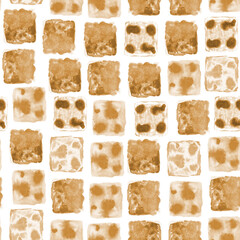 Square Hand drawn Watercolor isolated on white canvas with high resolution texture, seamless pattern
