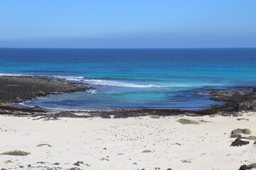 Plage eau Turquoise  Orzola. Lanzarote îles Canaries Espagne