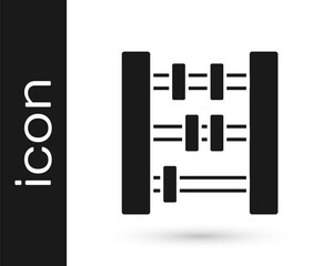 Black Abacus icon isolated on white background. Traditional counting frame. Education sign. Mathematics school. Vector