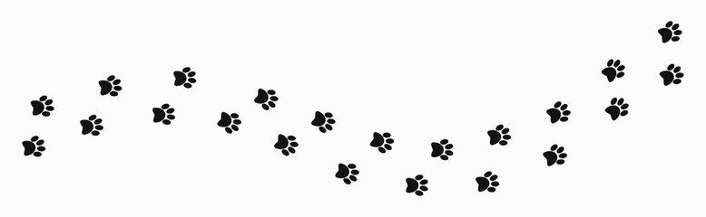 Fototapeta na wymiar Dog or cat footprints vector, paw print vector. Dog footprints. Paw vector foot trail print on white background.