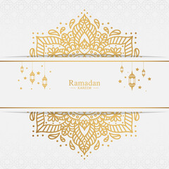 Beautiful Ramadan Kareem background with mandala pattern for greeting card, banner and poster	
