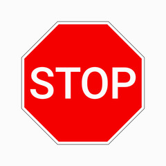 Stop sign vector icon isolated on white background.