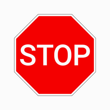 Stop sign vector icon isolated on white background.