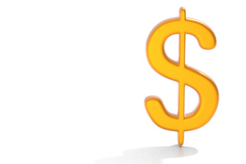 3d dollar symbol, gold color, on white background.
