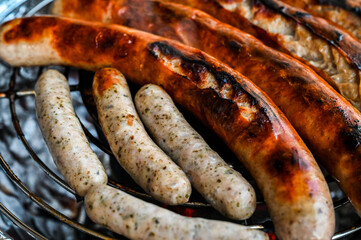 grilled sausages on the grill
