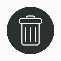 Trash can icon in circle. Dustbin vector symbol. Garbage, rubbish, waste.