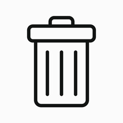 Trash can outline icon. Dustbin vector symbol. Garbage, rubbish, waste.