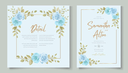 Obraz na płótnie Canvas Wedding invitation concept with beautiful roses and leaves