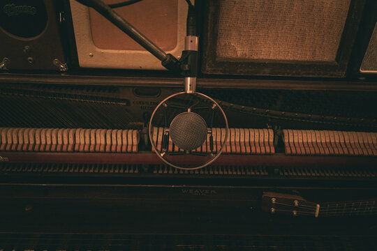 Vintage Mic on Piano - Powered by Adobe