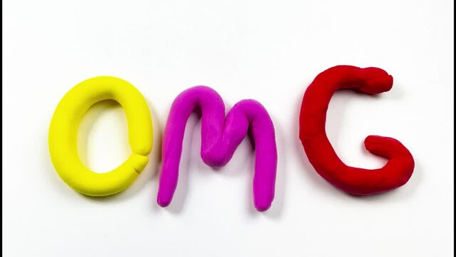 Plasticine stop motion animation creating a common abbreviation OMG