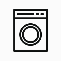 Washing machine line icon on white background. Vector outline symbol of washing machine.