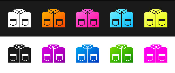 Set Shirt icon isolated on black and white background. Vector