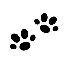 Simple cat paw prints vector illustration, domestic pet cute traces, black shape