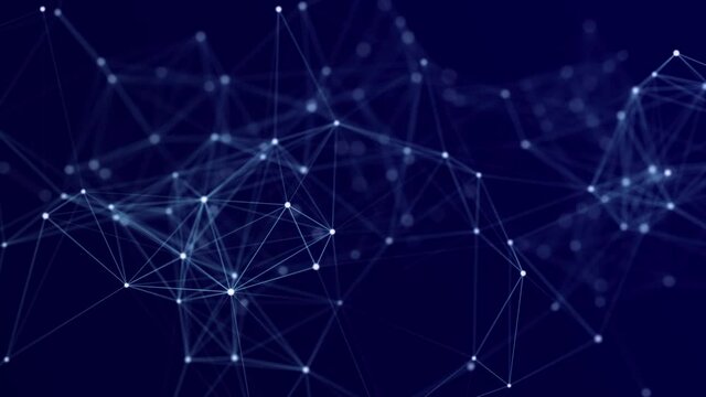 Digital blue background with dots and lines. Big data visualization. Network connection structure. 3D rendering.