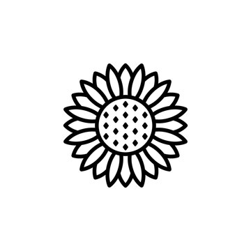 Sunflower Line Icon Is In A Simple Style. Vector sign in a simple style isolated on a white background. 64x64 pixel.