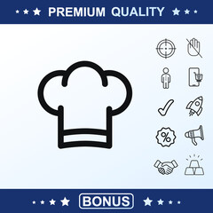 Chef hat icon, sign, vector set, outline illustration concept. Extra vector elements for your design. Vector illustration