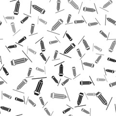 Fototapeta na wymiar Black Pencil with eraser icon isolated seamless pattern on white background. Drawing and educational tools. School office symbol. Vector