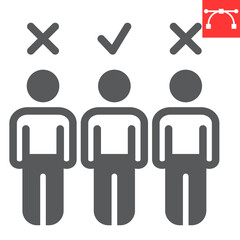 Candidate glyph icon, job and recruit, choosing the right candidate vector icon, vector graphics, editable stroke solid sign, eps 10.