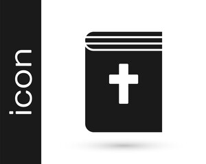 Black Holy bible book icon isolated on white background. Vector