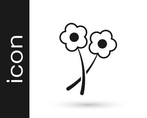 Black Flower icon isolated on white background. Vector