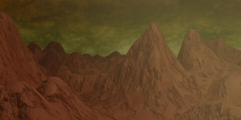 Mars landscape, science fiction illustration. - obrazy, fototapety, plakaty