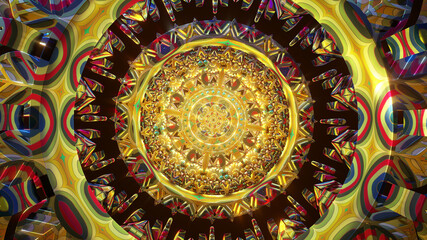 Meditation 3D mandala beautiful color light trip third eye chakra background psychedelic trippy trance stat of zen yoga illustration background wallpaper oriental festive