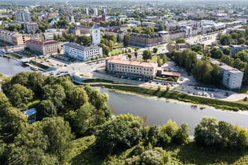 Obraz premium Aerial view of Jelgava city, Latvia