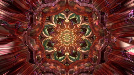 Psychedelic mandala kaleidoscope new age virtual digital oriental background 3d seamless loop vj tunnel with sacred geometry colors illustration wallpaper