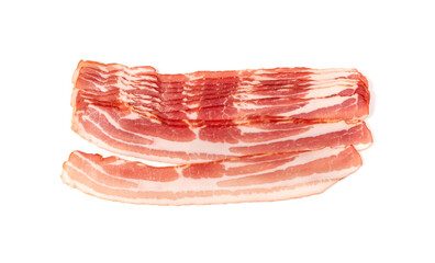 Raw Smoked Bacon Isolated, Streaky Brisket Slices