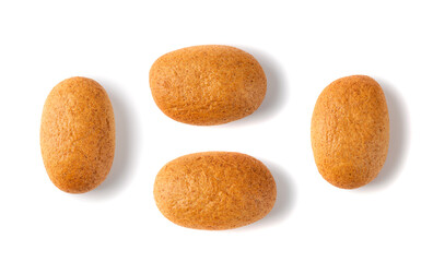 Set of round wheat buns isolated on white background