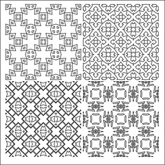 4  Universal different geometric seamless patterns. Endless vector texture can be used for wrapping wallpaper, pattern fills, web background,surface textures. Set of monochrome ornaments