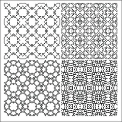 4  Universal different geometric seamless patterns. Endless vector texture can be used for wrapping wallpaper, pattern fills, web background,surface textures. Set of monochrome ornaments